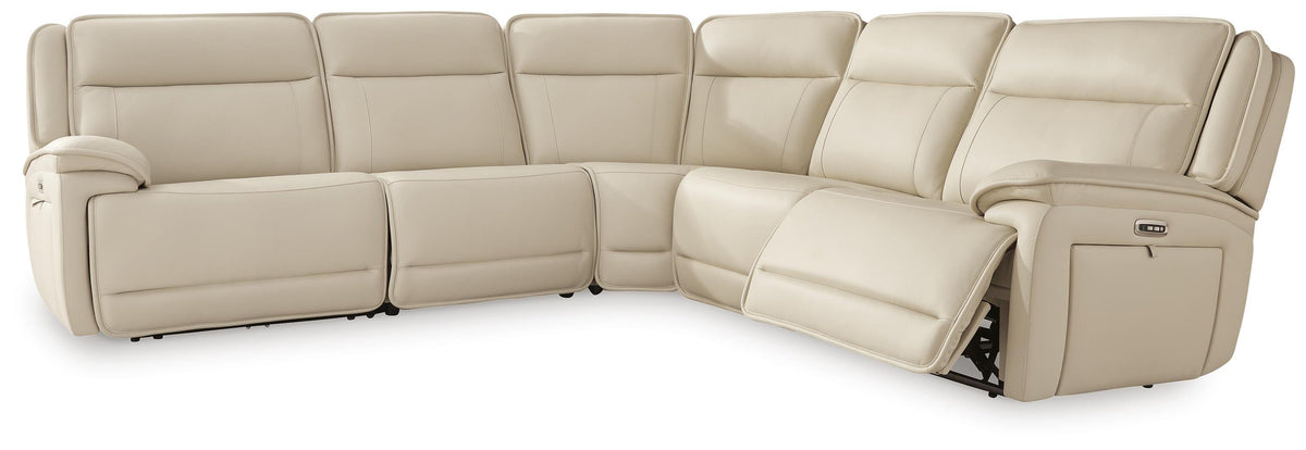 Double Deal 5-Piece Power Reclining Sectional - Almond (1)