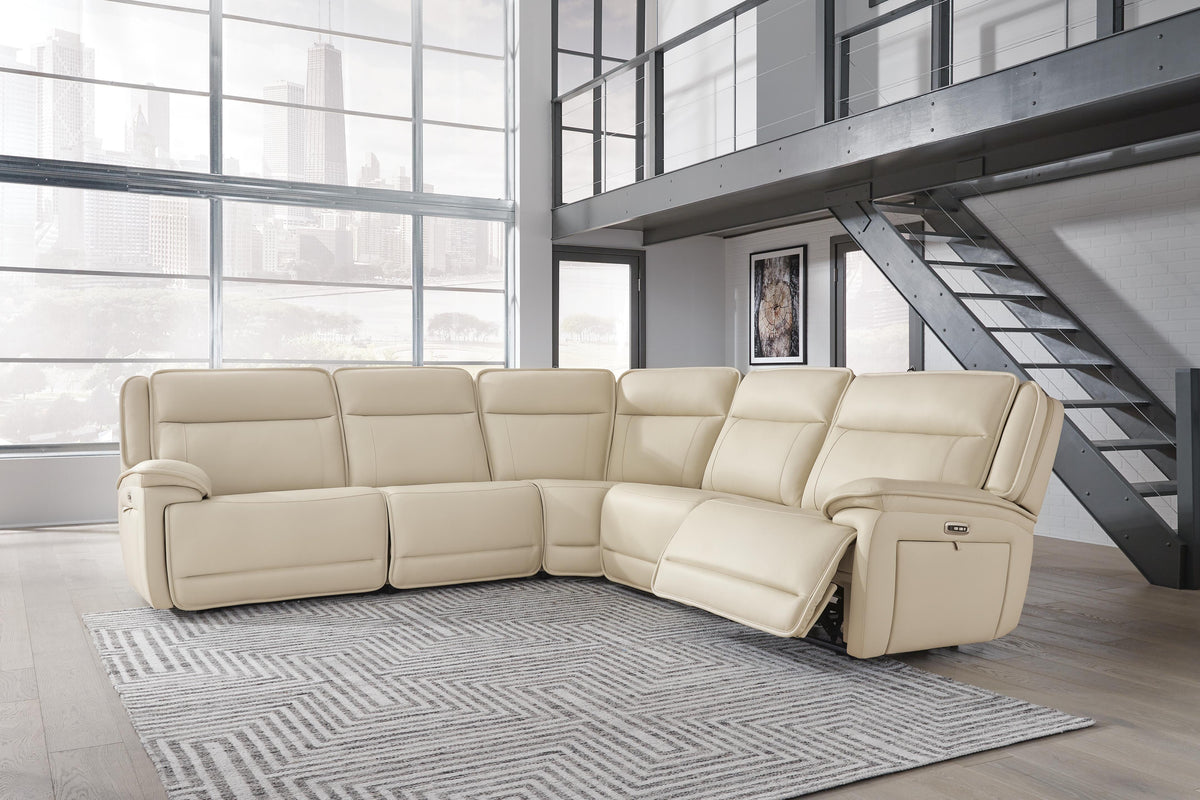 Double Deal 5-Piece Power Reclining Sectional - Almond (2)