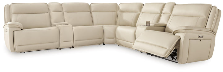 Double Deal 7-Piece Reclining Sectional with 2 Consoles - Almond (1)