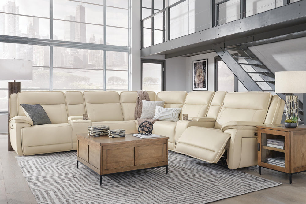 Double Deal 7-Piece Reclining Sectional with 2 Consoles - Almond (4)
