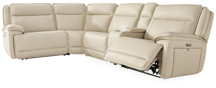 Double Deal 5-Piece Reclining Sectional with Console - Almond (1)