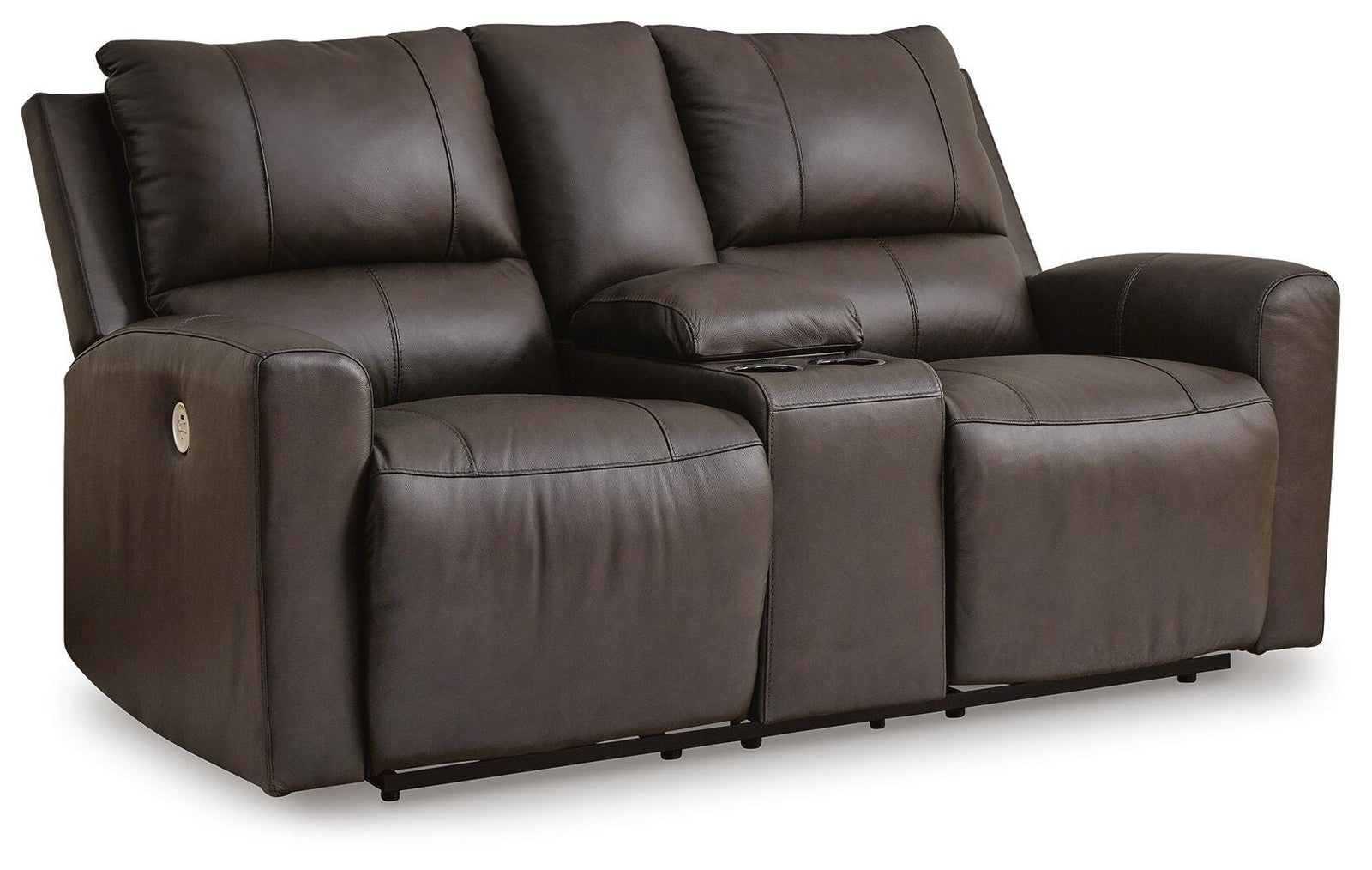 Boxmere Power Reclining Loveseat with Console - Dark Brown (1)