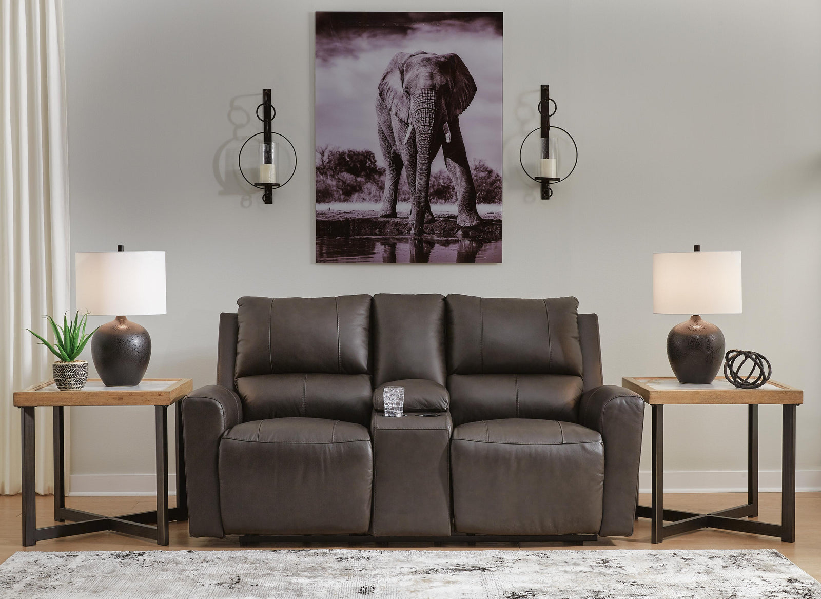 Boxmere Power Reclining Loveseat with Console - Dark Brown (2)