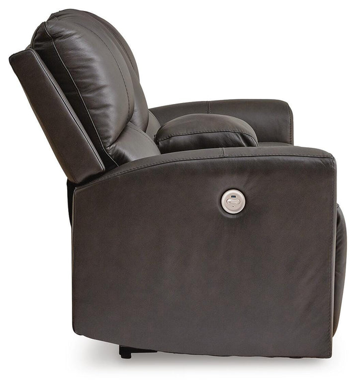 Boxmere Power Reclining Loveseat with Console - Dark Brown (5)