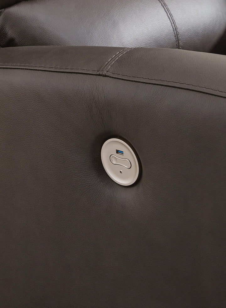 Boxmere Power Reclining Loveseat with Console - Dark Brown (8)