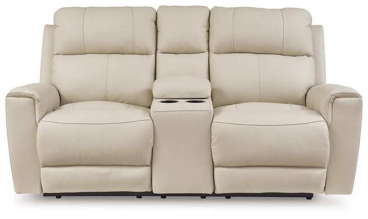 Dahlmoore Power Reclining Loveseat with Console - White (4)