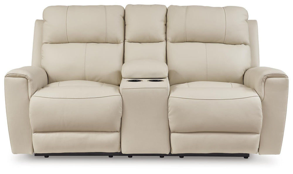 Dahlmoore Power Reclining Loveseat with Console - White (4)