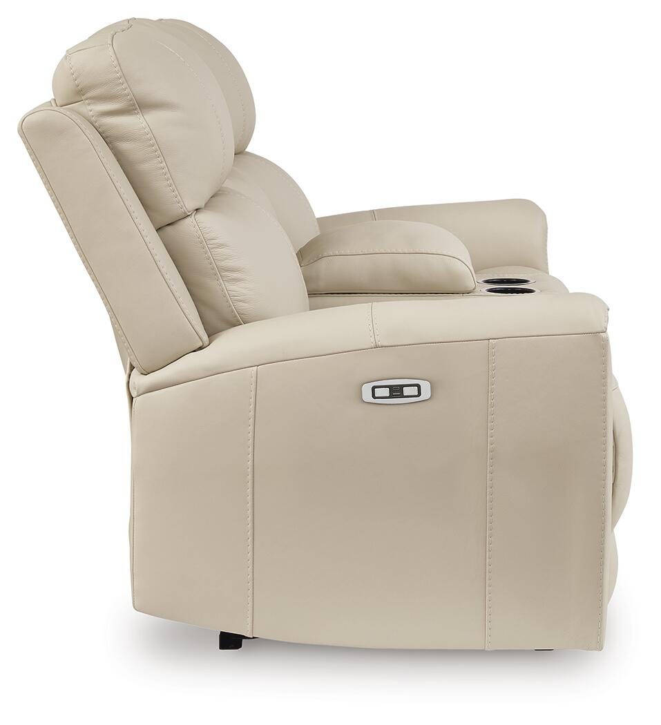 Dahlmoore Power Reclining Loveseat with Console - White (5)
