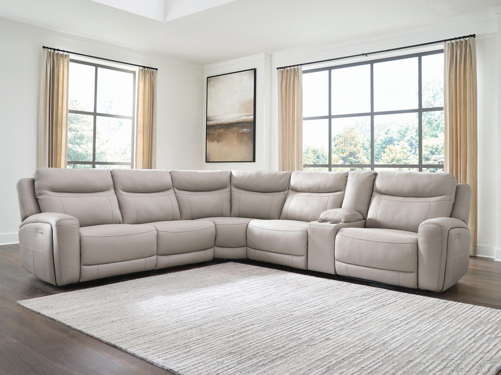 Gravier 6-Piece Power Reclining Sectional with Storage Console - Gray (5)