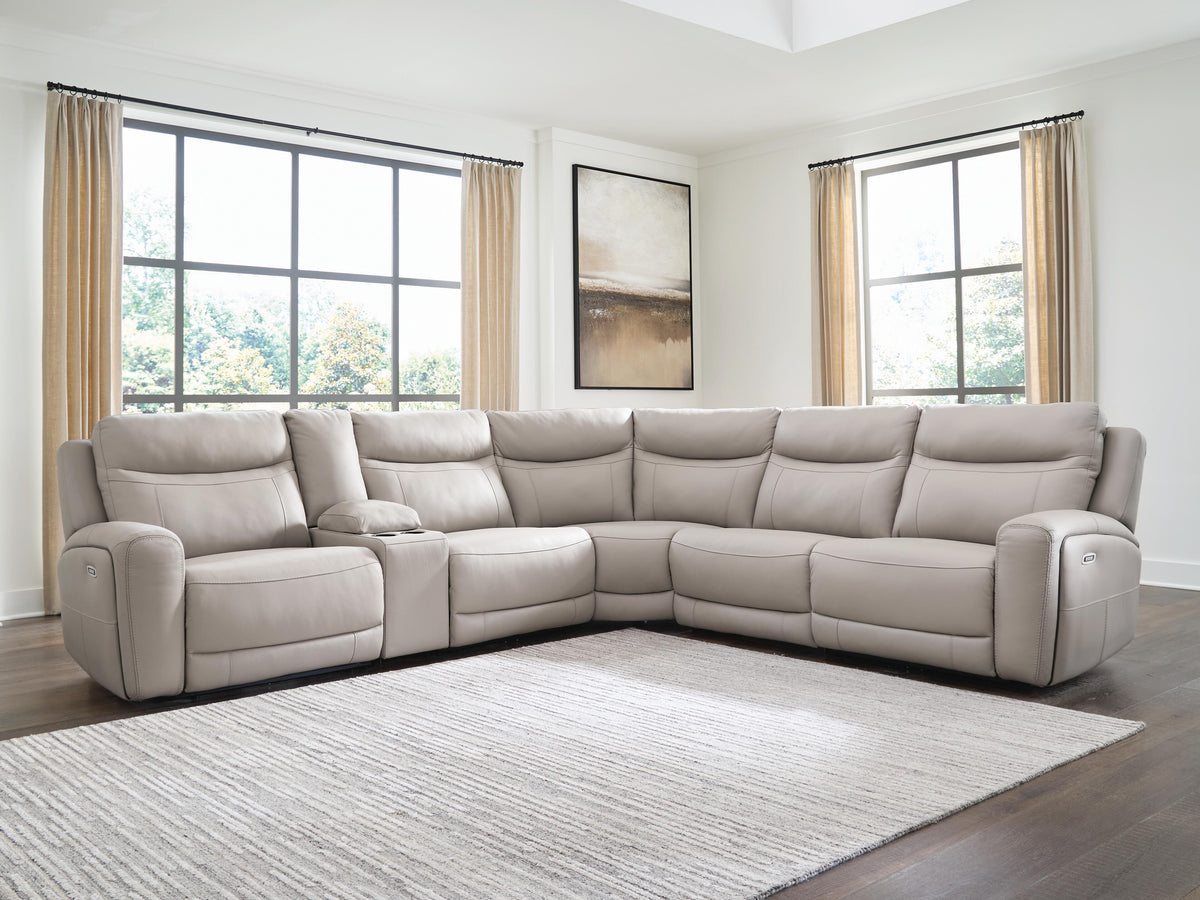 Gravier 6-Piece Power Reclining Sectional with Storage Console - Gray (2)