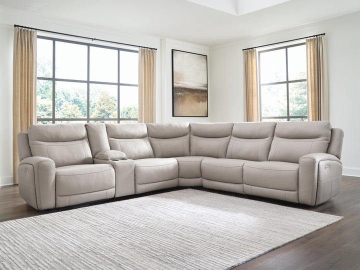Gravier 6-Piece Power Reclining Sectional with Storage Console - Gray (2)