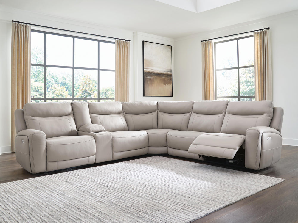 Gravier 6-Piece Power Reclining Sectional with Storage Console - Gray (4)