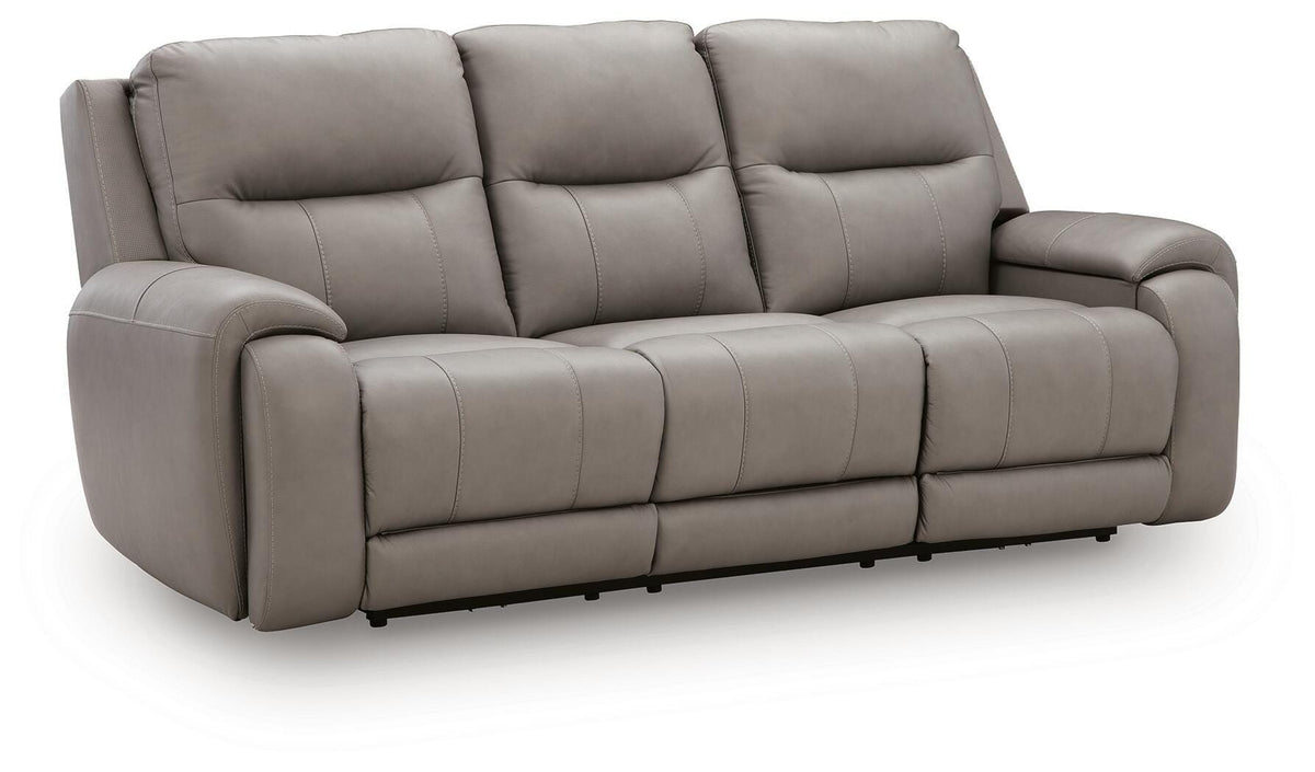 Real Moments Power Reclining Sofa with Audio Seating - Ash (1)