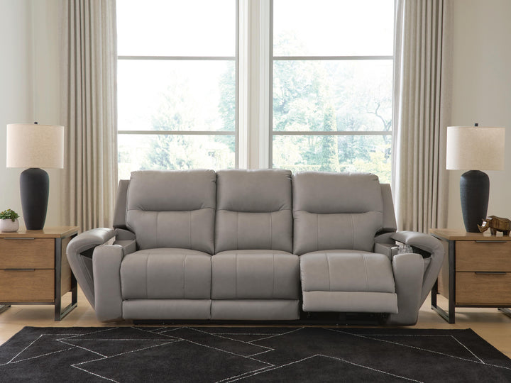 Real Moments Power Reclining Sofa with Audio Seating - Ash (6)