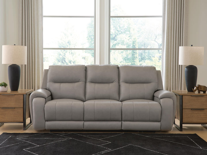Real Moments Power Reclining Sofa with Audio Seating - Ash (2)
