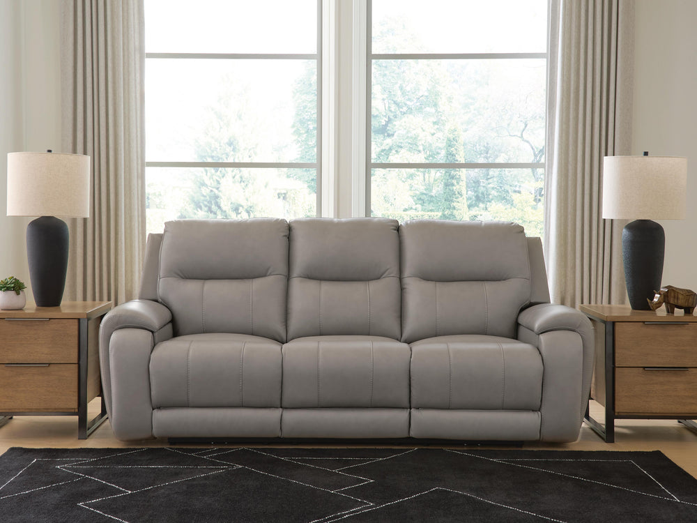 Real Moments Power Reclining Sofa with Audio Seating - Ash (2)