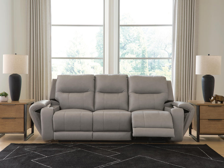 Real Moments Power Reclining Sofa with Audio Seating - Ash (7)
