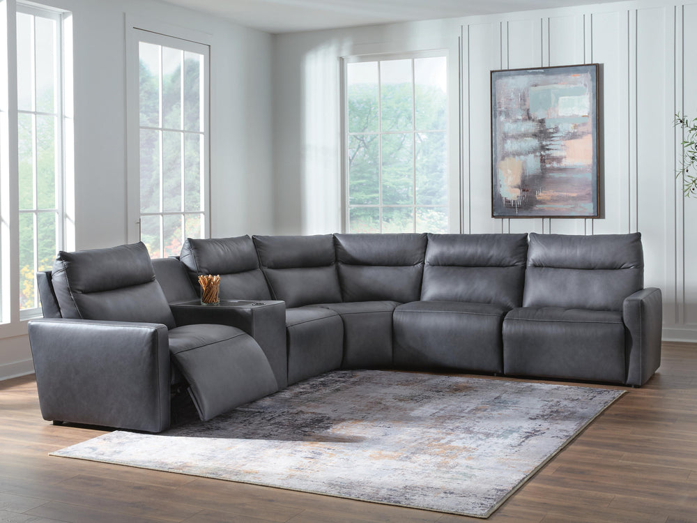 ModZ 6-Piece Power Reclining Sectional with Audio Console - Blue (2)