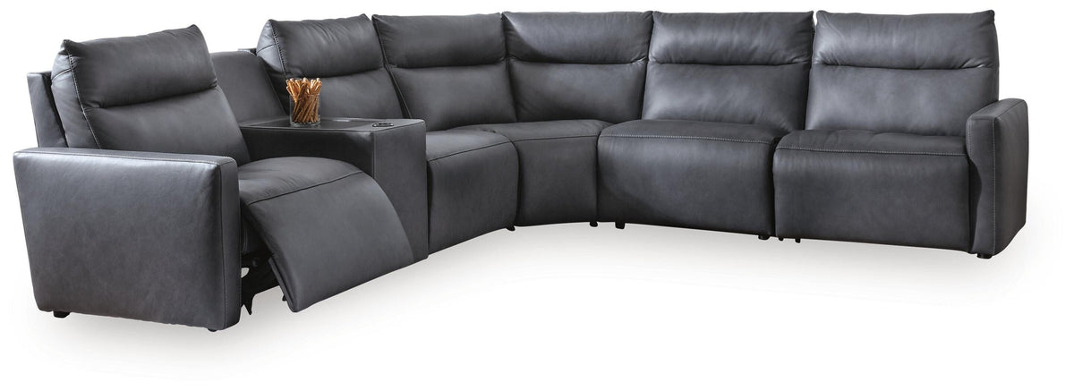 ModZ 6-Piece Power Reclining Sectional with Audio Console - Blue (1)