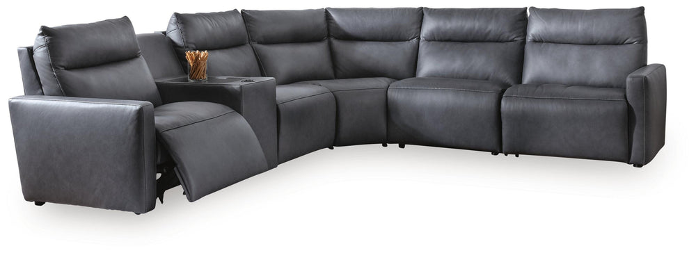 ModZ 6-Piece Power Reclining Sectional with Audio Console - Blue (1)