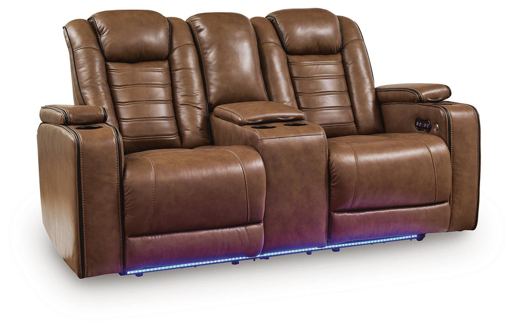 Gruaro Power Reclining Loveseat with Console - Amber (1)
