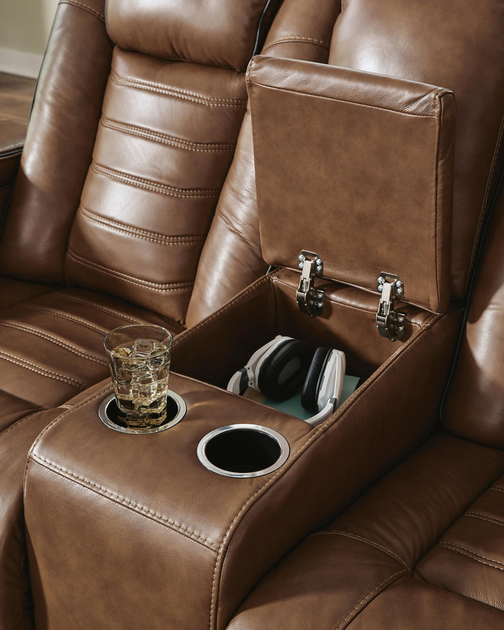 Gruaro Power Reclining Loveseat with Console - Amber (10)