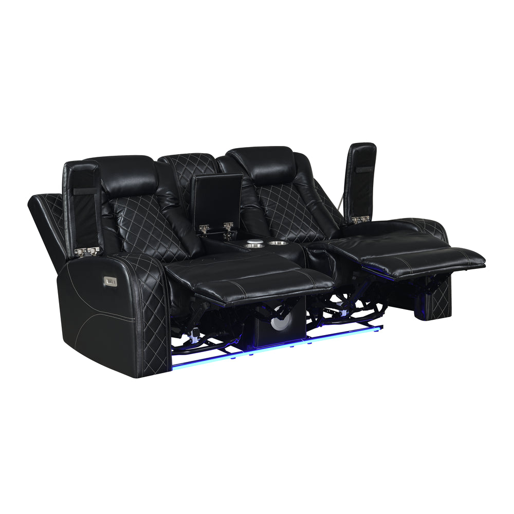 Orion Ii Console Loveseat W/ Pwr Fr & Hr-Black