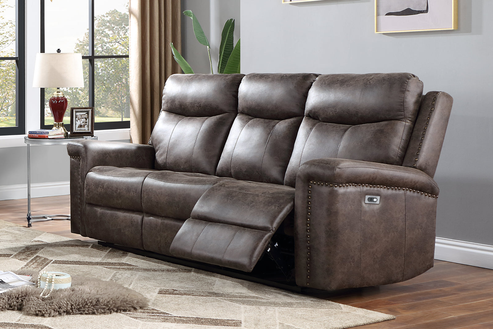 Quade Sofa W/pwr Fr-Mocha