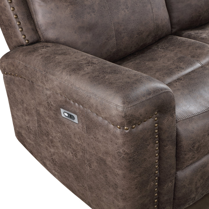 Quade Sofa W/pwr Fr-Mocha