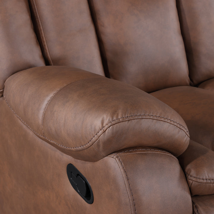 Morello  Console Loveseat W/ Dual Recliners-Brown