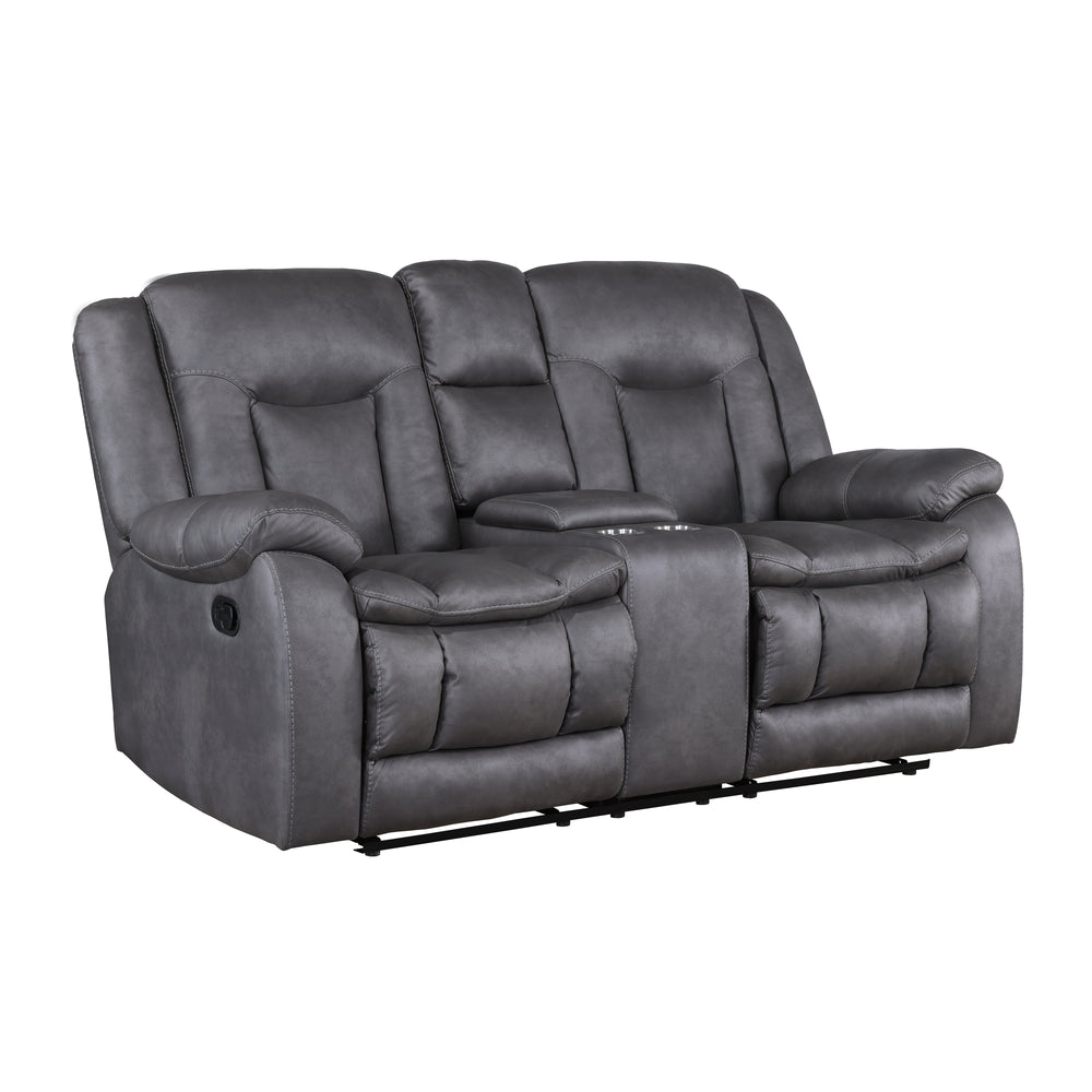 Morello  Console Loveseat W/ Dual Recliners-Gray