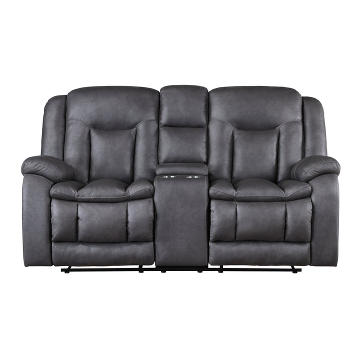 Morello  Console Loveseat W/ Dual Recliners-Gray