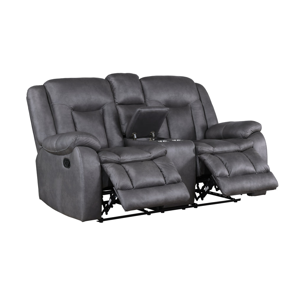 Morello  Console Loveseat W/ Dual Recliners-Gray