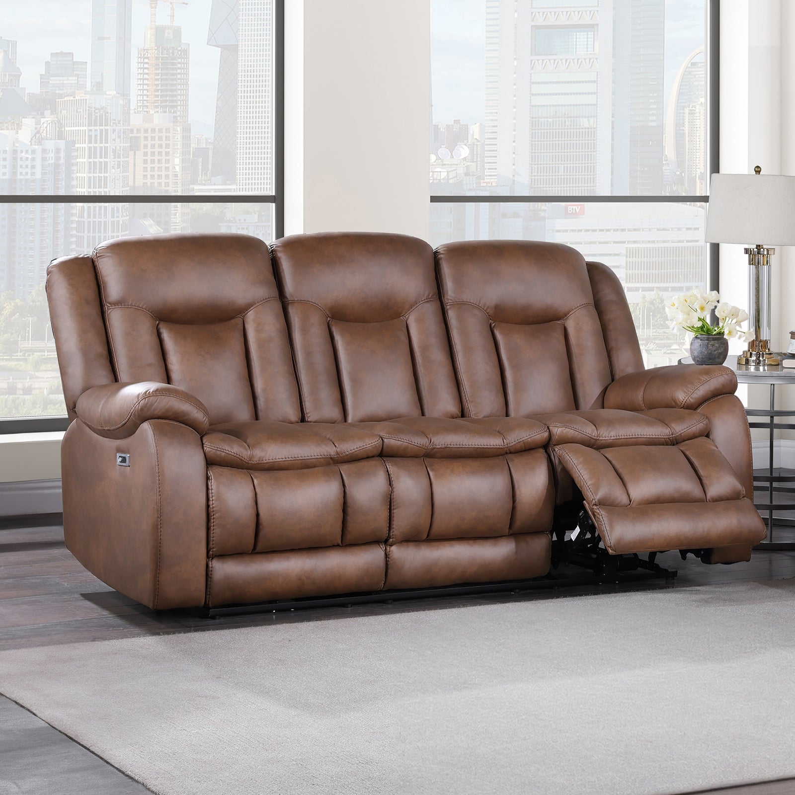 Morello  Sofa W/pwr Fr- Brown
