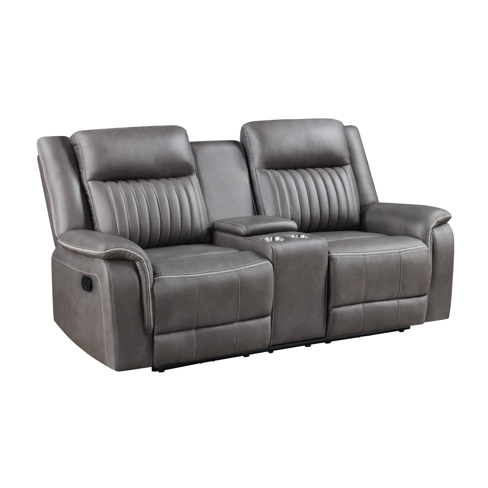 Enzo  Console Loveseat W/ Dual Recliners--Gray