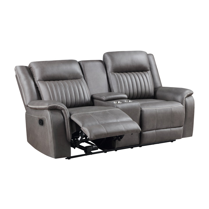Enzo  Console Loveseat W/ Dual Recliners--Gray