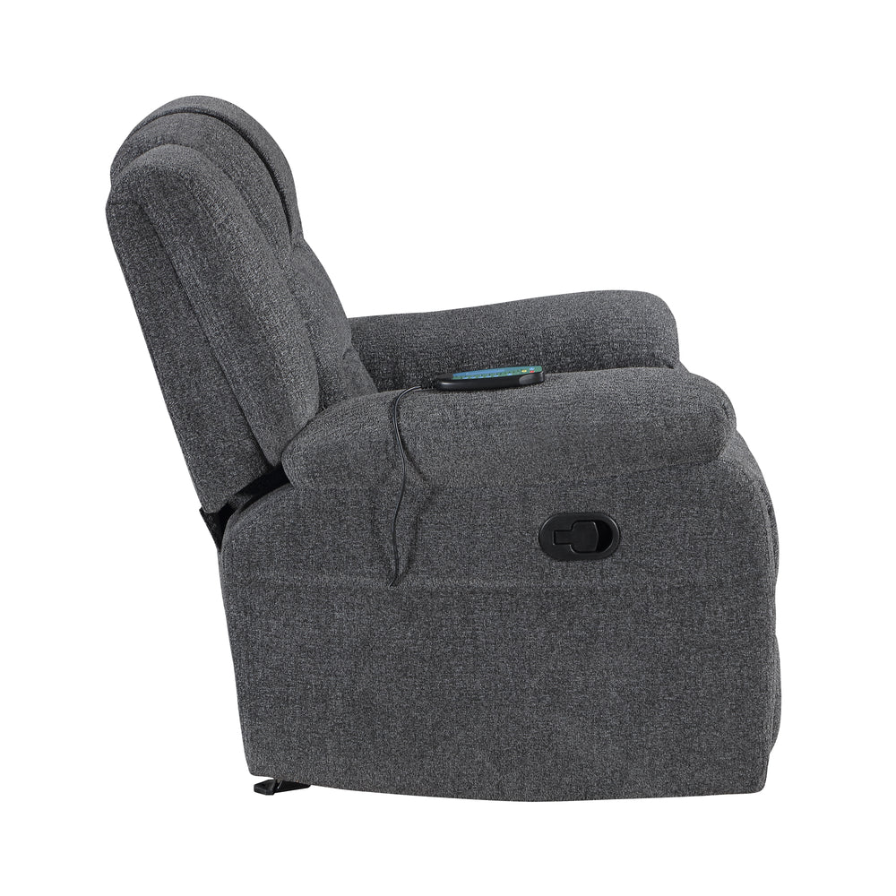 Redondo Glider Recliner W/heat And Massage-Dk Gray