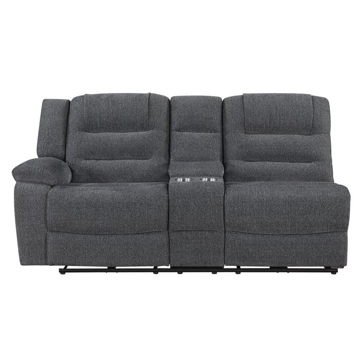 Redondo Laf Console Loveseat W/ 2 Recliners Pwr Fr-Dk Gray