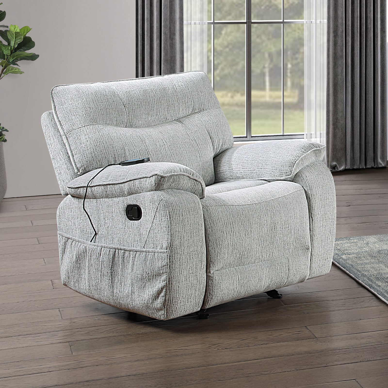 Chablis Glider Recliner W/heat & Massage-Mist Gray