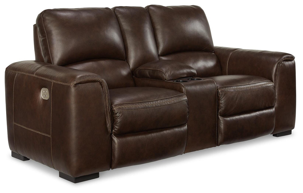Alessandro Power Reclining Loveseat with Console - Walnut (1)