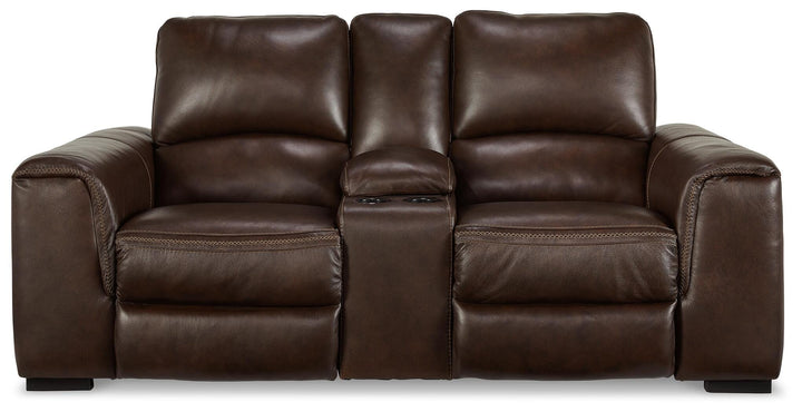 Alessandro Power Reclining Loveseat with Console - Walnut (4)