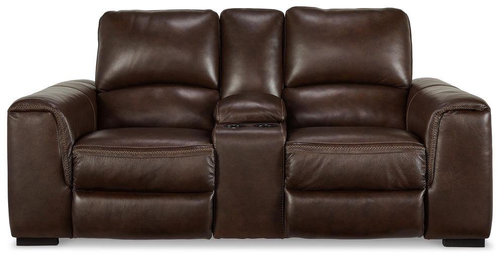Alessandro Power Reclining Loveseat with Console - Walnut (4)