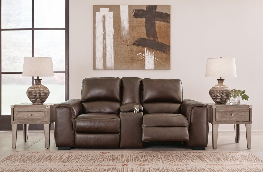 Alessandro Power Reclining Loveseat with Console - Walnut (7)