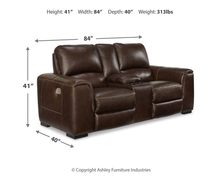 Alessandro Power Reclining Loveseat with Console - Walnut (10)