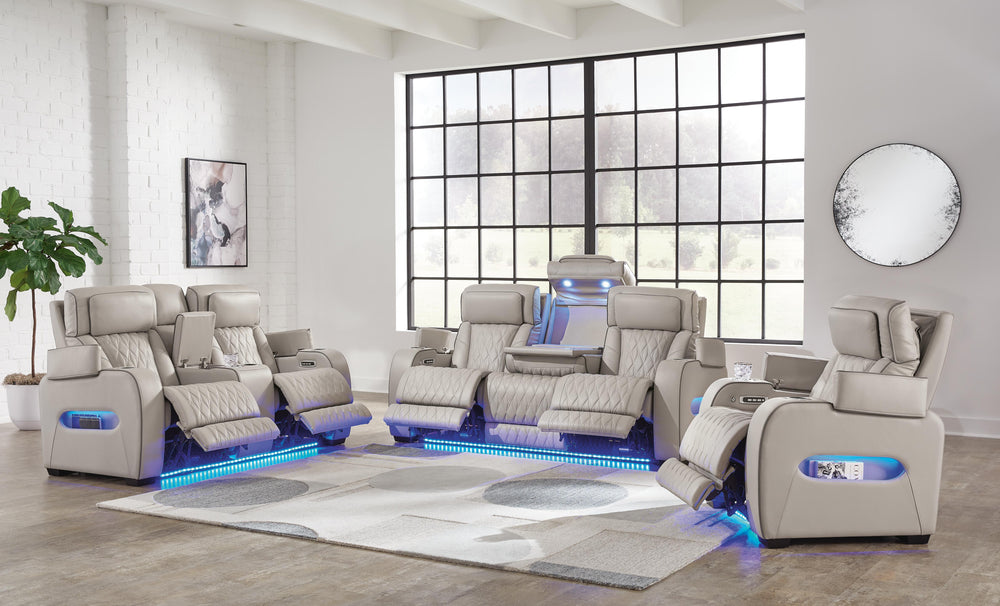 Boyington Power Reclining Sofa, Loveseat and Recliner - Gray (33)