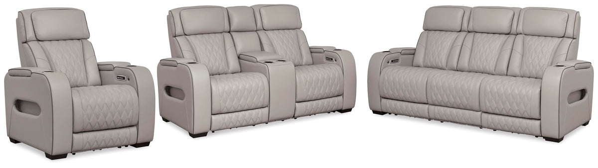 Boyington Power Reclining Sofa, Loveseat and Recliner - Gray (2)