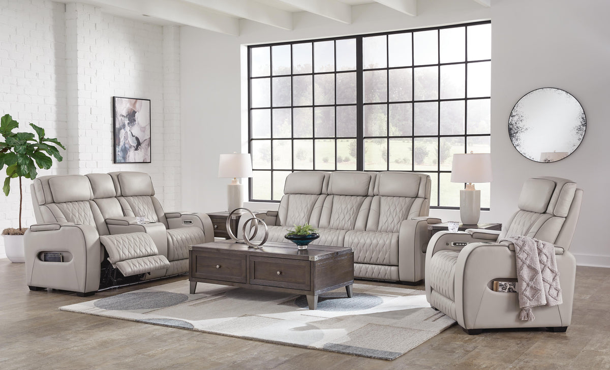 Boyington Power Reclining Sofa, Loveseat and Recliner - Gray (1)