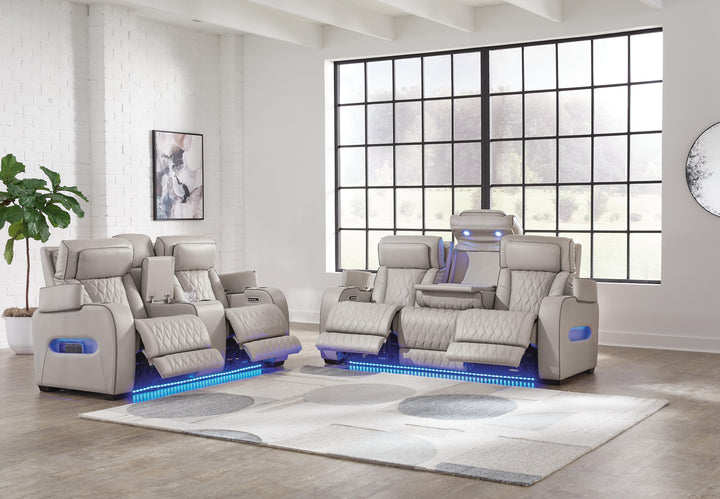 Boyington Power Reclining Sofa, Loveseat and Recliner - Gray (32)