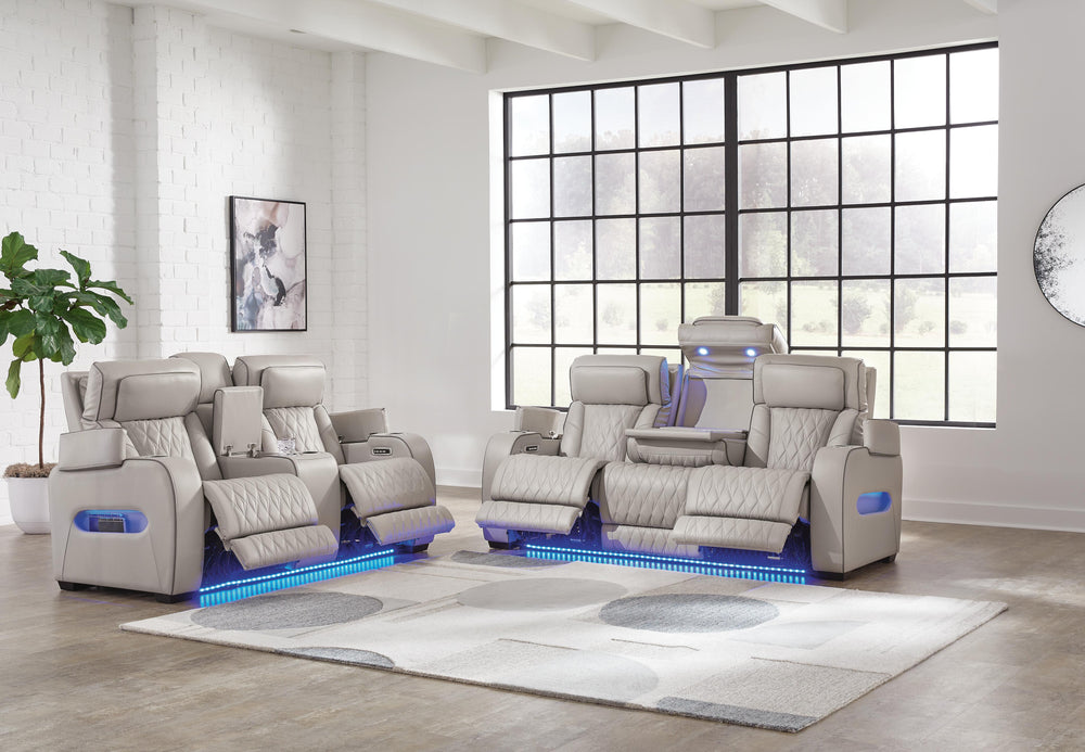 Boyington Power Reclining Sofa, Loveseat and Recliner - Gray (32)