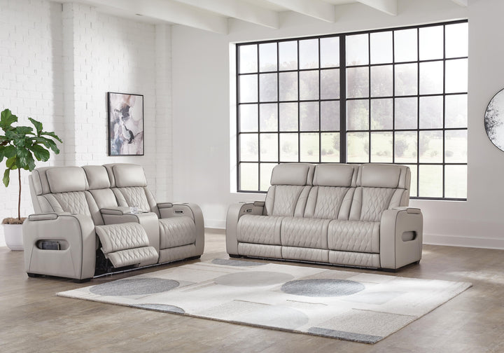 Boyington Power Reclining Sofa, Loveseat and Recliner - Gray (28)